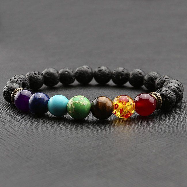 Lava 7 Chakra Natural Stone Bracelet